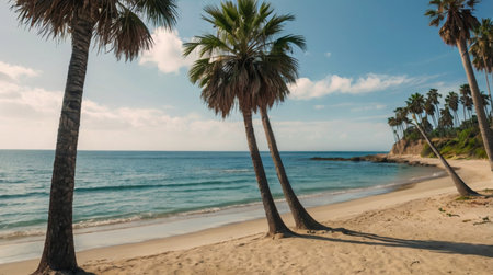 Palm trees on the beach of Playa del Carmen, Mexicoの写真素材