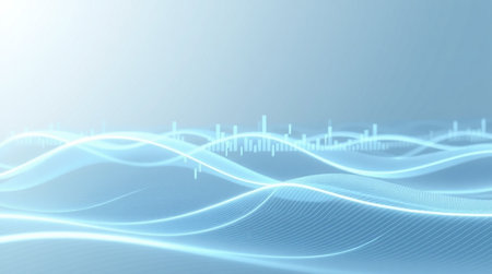 abstract blue background with wave and sound wave, 3d illustration