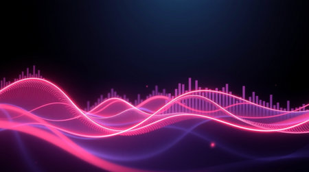 abstract digital sound wave technology background, 3d rendering illustration of sound waves