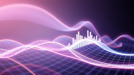 Digital equalizer wave background. 3d rendering abstract technology concept.