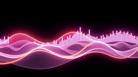 abstract sound wave equalizer technology background. 3d rendering illustrationの写真素材