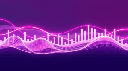 abstract music equalizer background with wave lines and bokeh