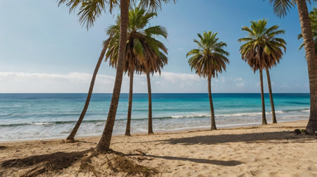 Palm trees on the beach of Varadero, Cuba.