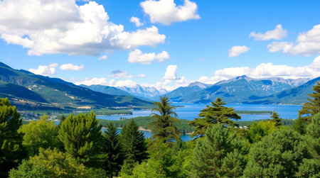 Beautiful view of Lake Wakatipu, Queenstown, New Zealandの写真素材
