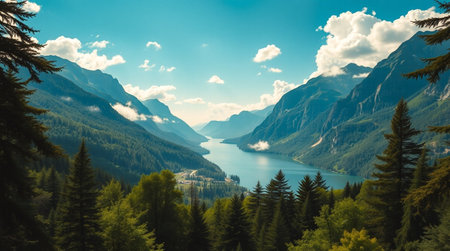 panoramic view of the lake and mountains