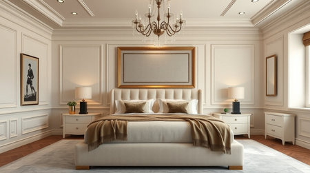 Luxury bedroom interior in classic style. 3d render.の写真素材