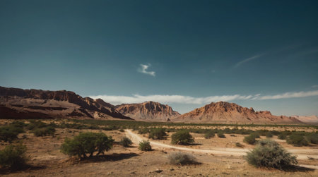 Wadi Rum desert, Jordan. Panoramic view of the valley