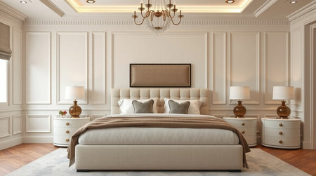 Luxury bedroom interior with classic furniture. 3d render.の写真素材