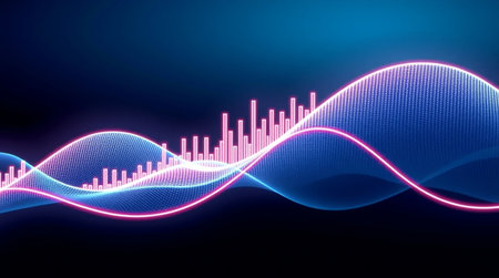 Abstract digital sound wave background. 3d illustration. Futuristic technology style.の写真素材