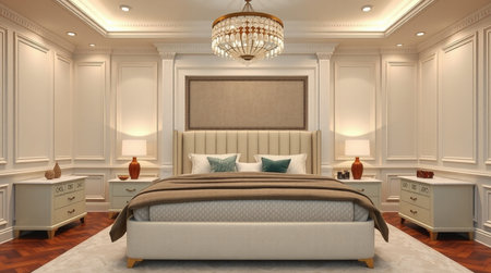 3d rendering of a classic bedroom in classic style with white walls