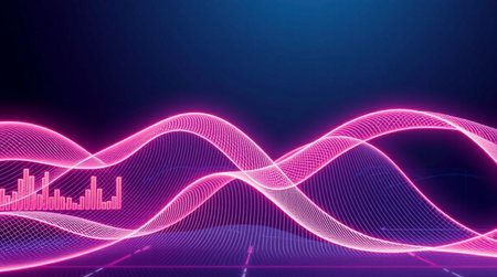 abstract background with sound waves and glowing lines. 3d illustration