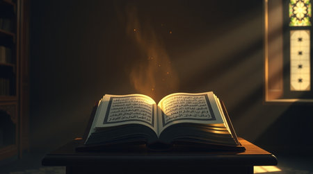 Open holy book, 3d renderの写真素材