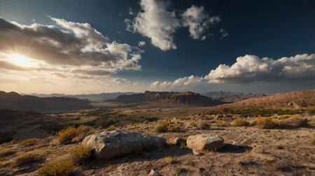 Panoramic view of the desert of Arizona in the United Statesの写真素材
