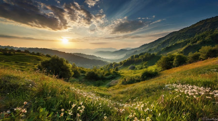 Beautiful summer landscape in the Carpathian Mountains, Ukraine.の写真素材