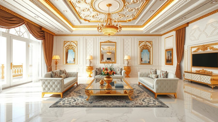 Luxury classic interior of the living room. 3D renderingの写真素材