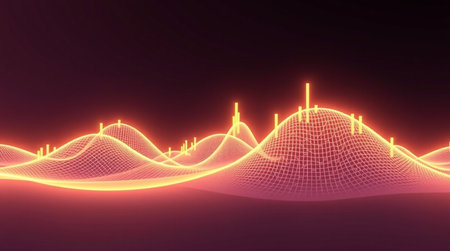 3d render of sound wave on dark background.