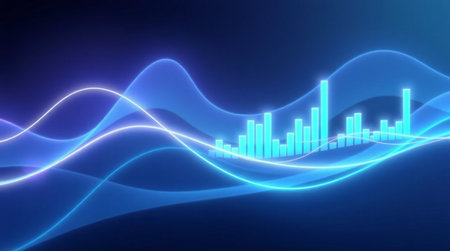 abstract blue sound wave illustration background new quality universal colorful joyful stock imageの写真素材