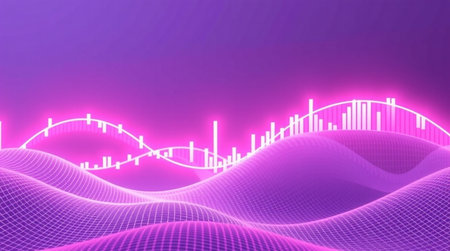 Abstract purple background with glowing lines. 3d rendering, 3d illustration.の写真素材