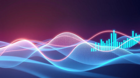 3d illustration of abstract digital sound wave background. Sound wave equalizer technology concept