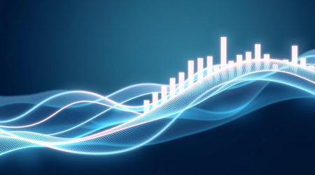 abstract wave technology background with glowing lines and bokeh. 3d renderingの写真素材