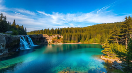 Beautiful turquoise lake in the mountains. Long exposure.の写真素材