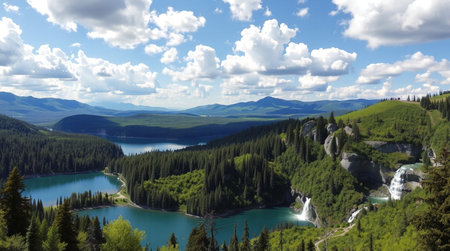 Beautiful view of the mountain lakeの写真素材