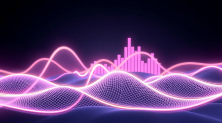 abstract digital equalizer wave background illustration new quality universal colorful joyful stock...