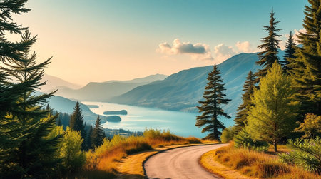 Beautiful summer landscape in the mountains. Panoramic view.の写真素材
