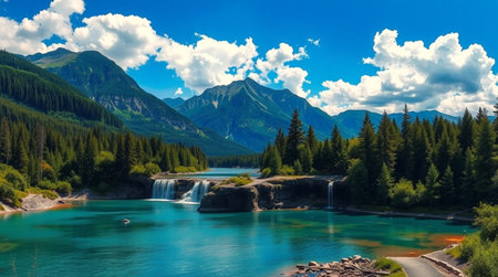 Beautiful mountain lake with turquoise water in the mountains.の写真素材