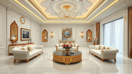 Luxury interior of the living room. 3D rendering.