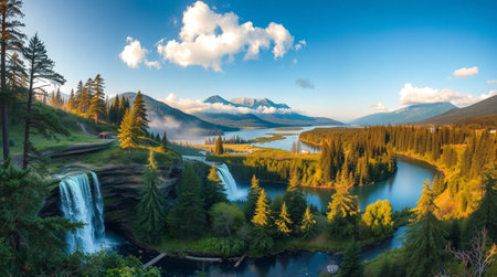Panoramic view of turquoise emerald water, Banff National Park, Canada