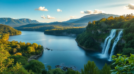 Panoramic view of Plitvice Lakes National Park, Croatiaの写真素材
