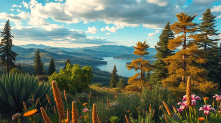 Panoramic view of Lake Baikal in summer, Siberia, Russiaの写真素材