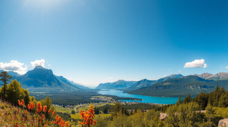 Panoramic view of Banff National Park, Alberta, Canadaの写真素材
