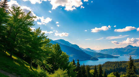 panoramic view of Lake Lucerne in the Alps, Switzerland