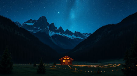 Fantastic night view of the Matterhorn in the Swiss Alpsの写真素材