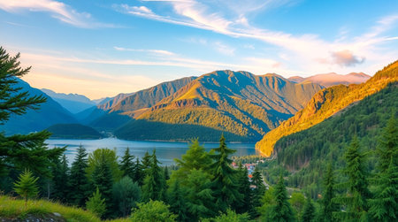 Sunset view of Lake Wakatipu, Queenstown, New Zealandの写真素材