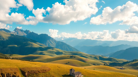 Alpine meadows in Val d'Orcia, Tuscany, Italy