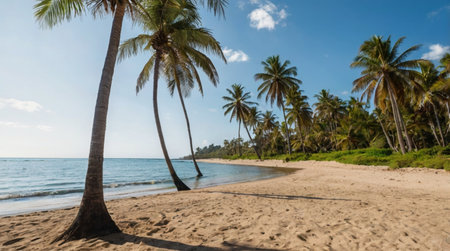 Palm trees on a tropical beach. Panoramaの写真素材