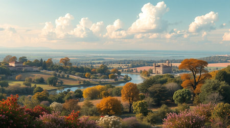 Autumn panorama. View from castleの写真素材