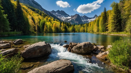 Mountain lake in the Alps. Landscape photo