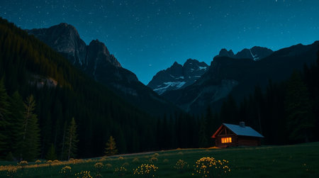 Night view of the Dolomites in South Tyrol, Italyの写真素材