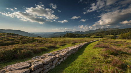 Panoramic view of the English Lake District in the summer.