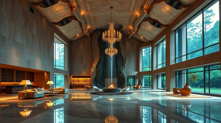 3D CG rendering of Modern building. High resolution image gallery.