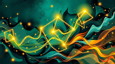 abstract wave background with glowing lines and bokeh, vector illustration