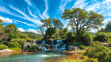 Panoramic view of a waterfall in Kruger National Park, South Africaの写真素材