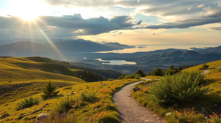Sunset in the mountains of the Altai Republic, Russia.の写真素材