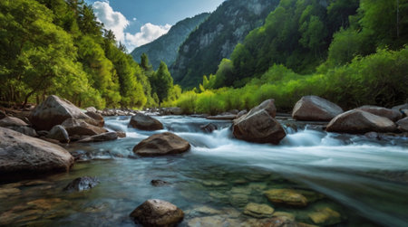 Mountain river in the Carpathian mountains. Ukraine, Europe