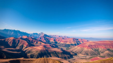 Panoramic view of the colorful mountains in Peru, South Americaの写真素材