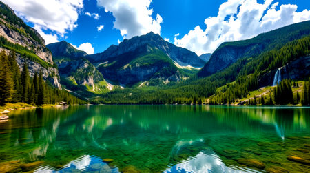 Panoramic view of Strbske Pleso lake, Slovakia